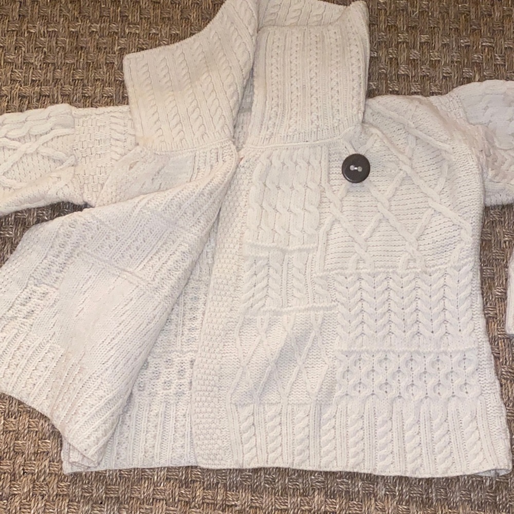 Carraigdonn Made In Ireland Knit Women’s Cream 100% Merino Wool Sweater sz M - Picture 14 of 15